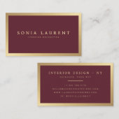 Eleganter schicker goldgelber Marsala Roter Minima Visitenkarte (Vorne/Hinten)