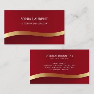 Eleganter schicker goldmetallic Rot minimalistisch Visitenkarte