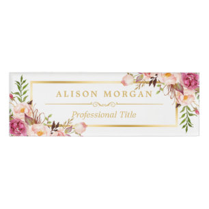 Eleganter schicker Goldrahmen-Girly rosa Namenschild