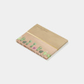 Eleganter schicker Goldrand, Aquarellkaktus Post-it Klebezettel (angewinkelt)