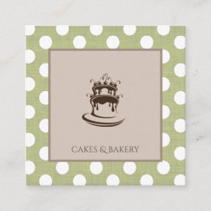 Eleganter, schicker Kuchen und Vintage Polka-Punkt Quadratische Visitenkarte