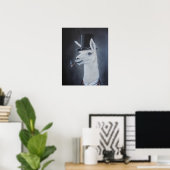 Eleganter, schicker Lama mit Zylinder und Pfeife Poster (Heimbüro)
