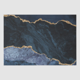 Eleganter, schicker Navy Blue Gold Glitzer Marmor Seidenpapier