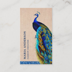Eleganter Schicker Rustikaler Jute Blau Indischer Visitenkarte
