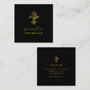 Eleganter schicker Schwarz-Gold-Vintage-Stil  Quadratische Visitenkarte