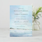 Eleganter schicker Strand mit Wasserfarben Einladung (Stehend Vorderseite)