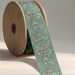 Eleganter, schicker, vintage Teal-Grau-Toile-Band Satinband