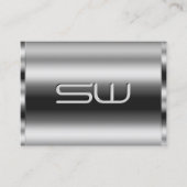 Eleganter, schimmernder Silber und großer 3D Monog Visitenkarte (Vorderseite)