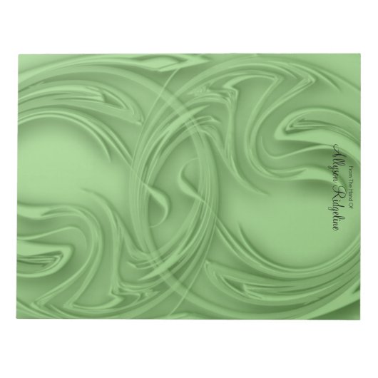 Eleganter Schlaganfall über grünes Abstrakt Notizblock (Vorderseite)