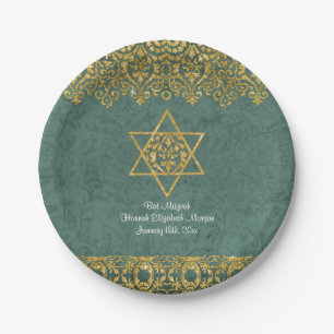 Eleganter Schläger Mitzvah Feier-Party-GoldGlitze Pappteller