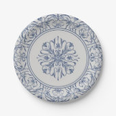 Eleganter, schlichter Blue White Blume Chinoiserie Pappteller (Vorderseite)