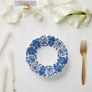 Eleganter, schlichter Blue White Blume Chinoiserie Pappteller