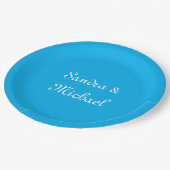 Eleganter Schlichter Himmelblau Personalisierte Cu Pappteller (Schrägansicht)