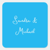 Eleganter Schlichter Himmelblau Personalisierte Cu Quadratischer Aufkleber (Vorderseite)