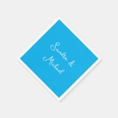 Eleganter Schlichter Himmelblau Personalisierte Cu Serviette (Ecke)