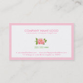 Eleganter, schlichter, rosa Single Rose Illustrati Visitenkarte (Rückseite)