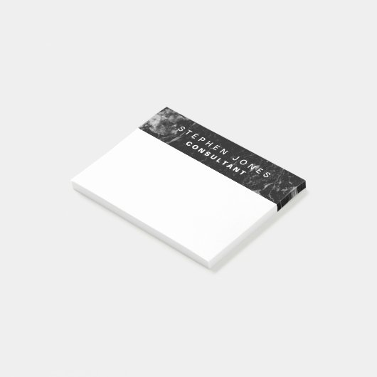 Eleganter Schlichter Schwarzer Marmor Post-it Klebezettel (angewinkelt)