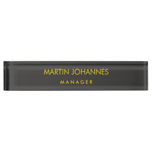 Eleganter Schlichter, stilvoller Gold Color Black  Namensplakette
