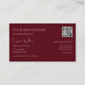 Eleganter Schlichter Weinrot mit Monogramm und QR- Visitenkarte (Rückseite)