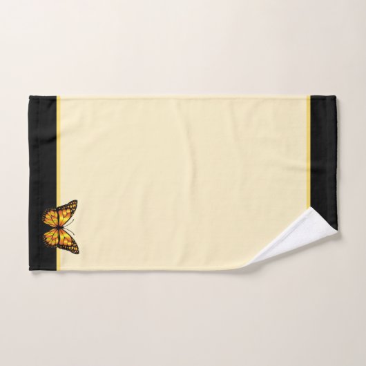 Eleganter Schmetterling auf Elfenbein- und schwarz Badhandtuch Set (Handtuch)