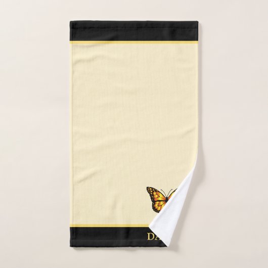 Eleganter Schmetterling auf Elfenbein und schwarze Badhandtuch Set (Handtuch)