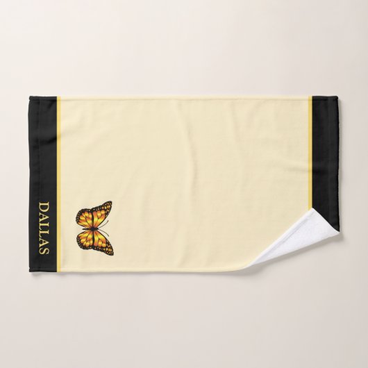 Eleganter Schmetterling auf Elfenbein und schwarze Badhandtuch Set (Handtuch)