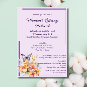 Eleganter Schmetterling Blumen Frauen Kirchen Rück Einladung