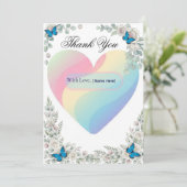 Eleganter Schmetterling Blumen Herz Hochzeit Danke (Stehend Vorderseite)