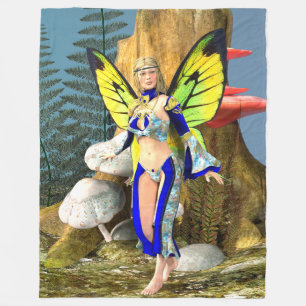 Eleganter Schmetterling Feen Fantasy Portrait Fleecedecke