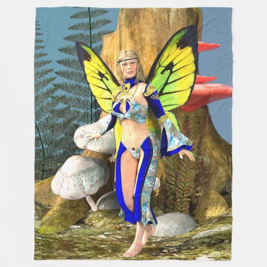 Eleganter Schmetterling Feen Fantasy Portrait Fleecedecke (Vorderseite)