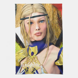Eleganter Schmetterling Feen Fantasy Portrait Geschirrtuch
