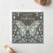 Eleganter Schmetterling mit Reben zum Geburtstag Mitteilungskarte (Vorderseite/Rückseite Beispiel)