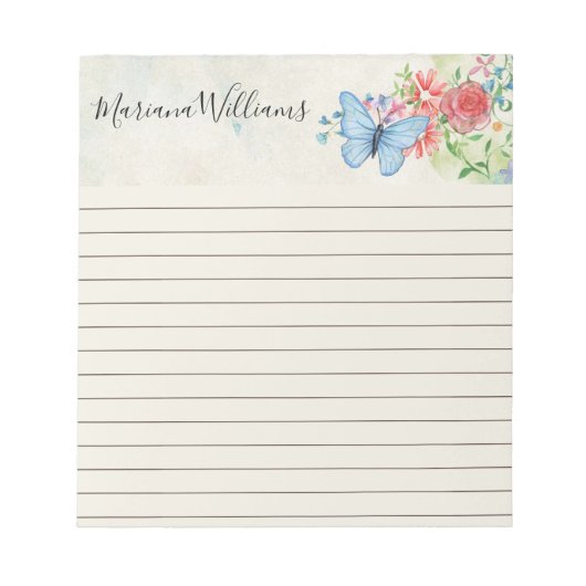 eleganter Schmetterling Notizblock (Vorderseite)