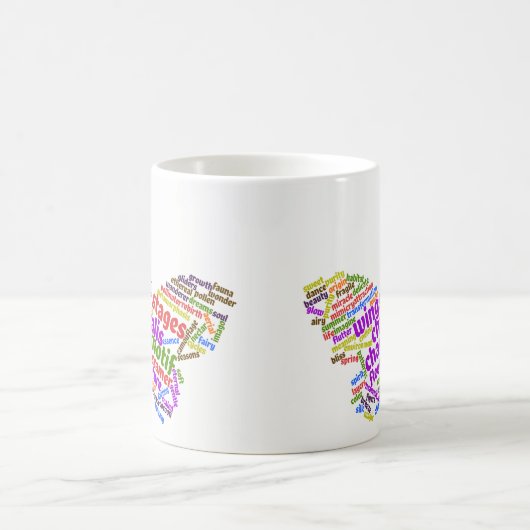 Eleganter Schmetterling-Tag Cloud Kaffeetasse (Mittel)