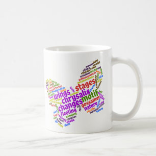 Eleganter Schmetterling-Tag Cloud Kaffeetasse