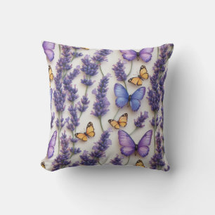 Eleganter Schmetterling und Lavendel-Design  Kissen
