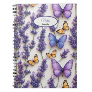 Eleganter Schmetterling und Lavendel-Design Notizblock