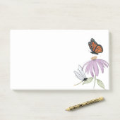 Eleganter Schmetterling und Lila Blume Stilvolle B Post-it Klebezettel (Auf Schreibtisch)