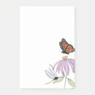Eleganter Schmetterling und lila Blume Stylische L Post-it Klebezettel