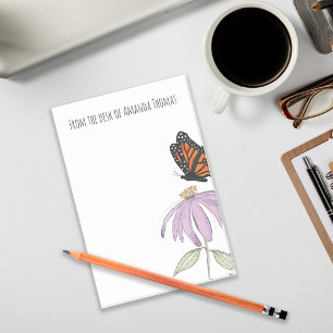 Eleganter Schmetterling und lila Blüte stilvoll Post-it Klebezettel