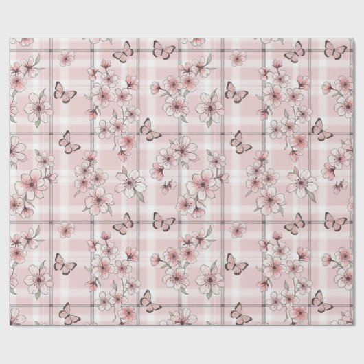 Eleganter Schmetterlingsblüten (2) Geschenkpapier (Flach)