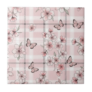 Eleganter Schmetterlingsblüten-Entwurf (2) Fliese