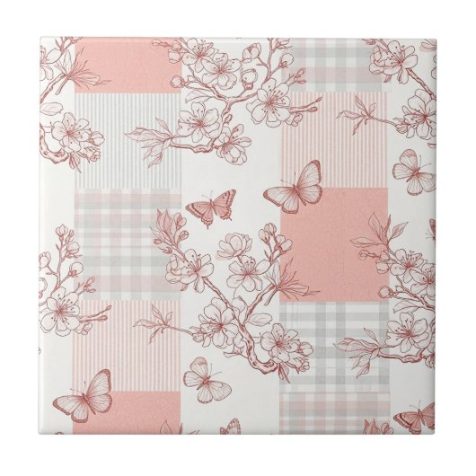 Eleganter Schmetterlingsblüten-Entwurf (9) Fliese (Vorderseite)