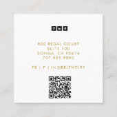 Eleganter Schmuck Designer Gold Monogram Black Quadratische Visitenkarte (Rückseite)