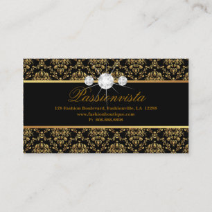 Eleganter Schmuck Diamonds Gold Black Damask Visitenkarte
