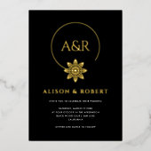 Eleganter Schmuck inspiriert Rahmen & Initialen Ho Folieneinladung (Vorderseite)