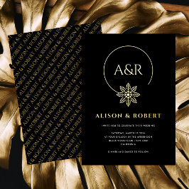 Eleganter Schmuck inspiriert Rahmen & Initialen Ho Folieneinladung