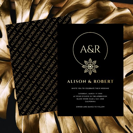 Eleganter Schmuck inspiriert Rahmen & Initialen Ho Folieneinladung