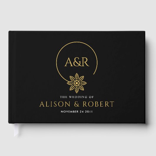 Eleganter Schmuck inspiriert Rahmen & Initialen Ho Gästebuch (Vorderseite)