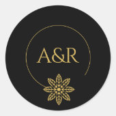 Eleganter Schmuck inspiriert Rahmen & Initialen Ho Runder Aufkleber (Vorderseite)